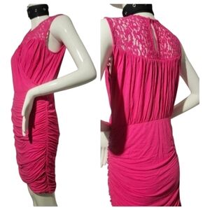 Chic Fuchsia Lace Women's Mini Dress